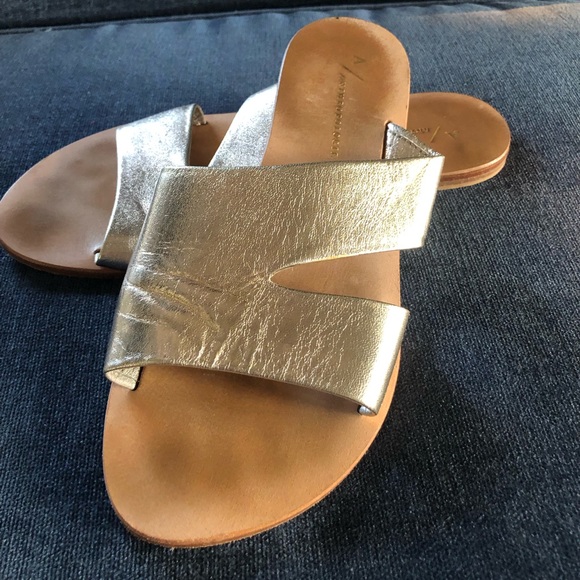 Anthropologie Classic Metallic Slide Sandals size 7 - Picture 2 of 8